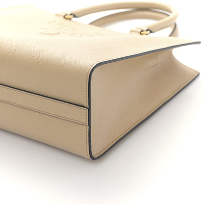 Prada Saffiano Lux Logo Embossed Medium Shoulder Tote Handbag Sabbia 8 of 8