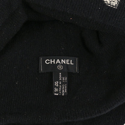 Chanel Wool Cashmere Logo Beanie Hat Black Light Grey 4 of 4