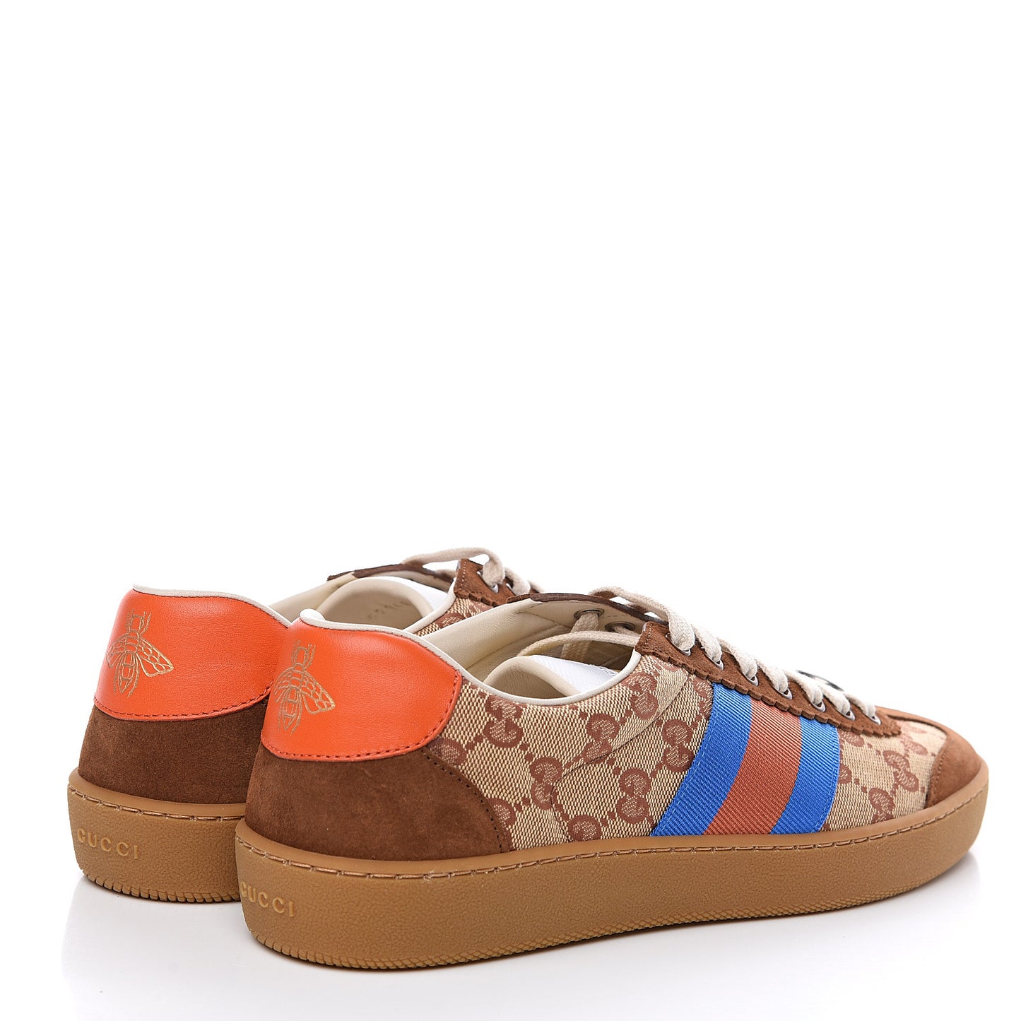 GG Monogram Suede Web Mens G74 Sneakers 7 Beige Ruggine Cuir