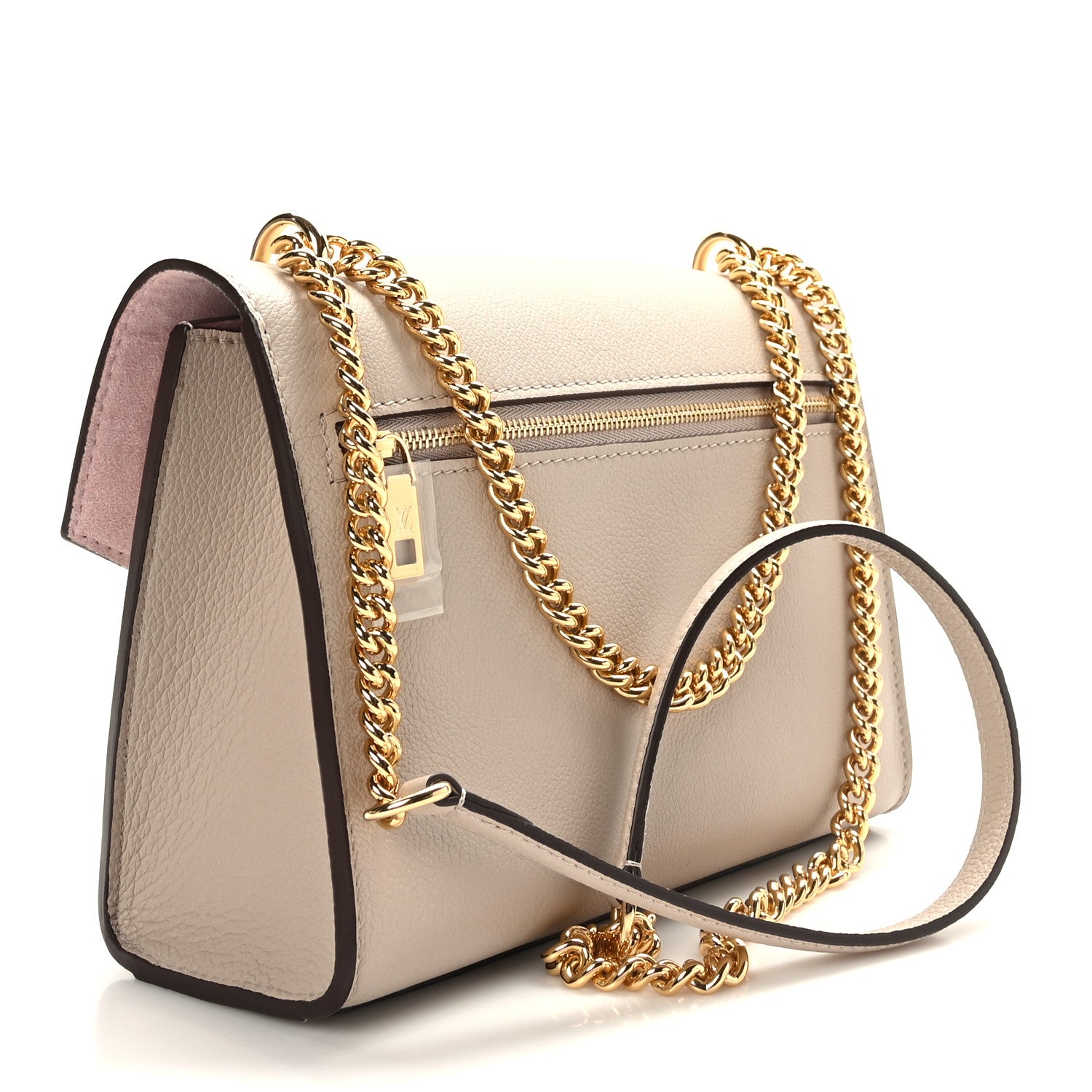 Louis Vuitton Soft Calfskin Mylockme Chain Bag BB Greige 3 of 8
