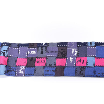 Hermes Silk Bolduc Au Carre Twilly Blue Jean Rose Vif Gris 3 of 4