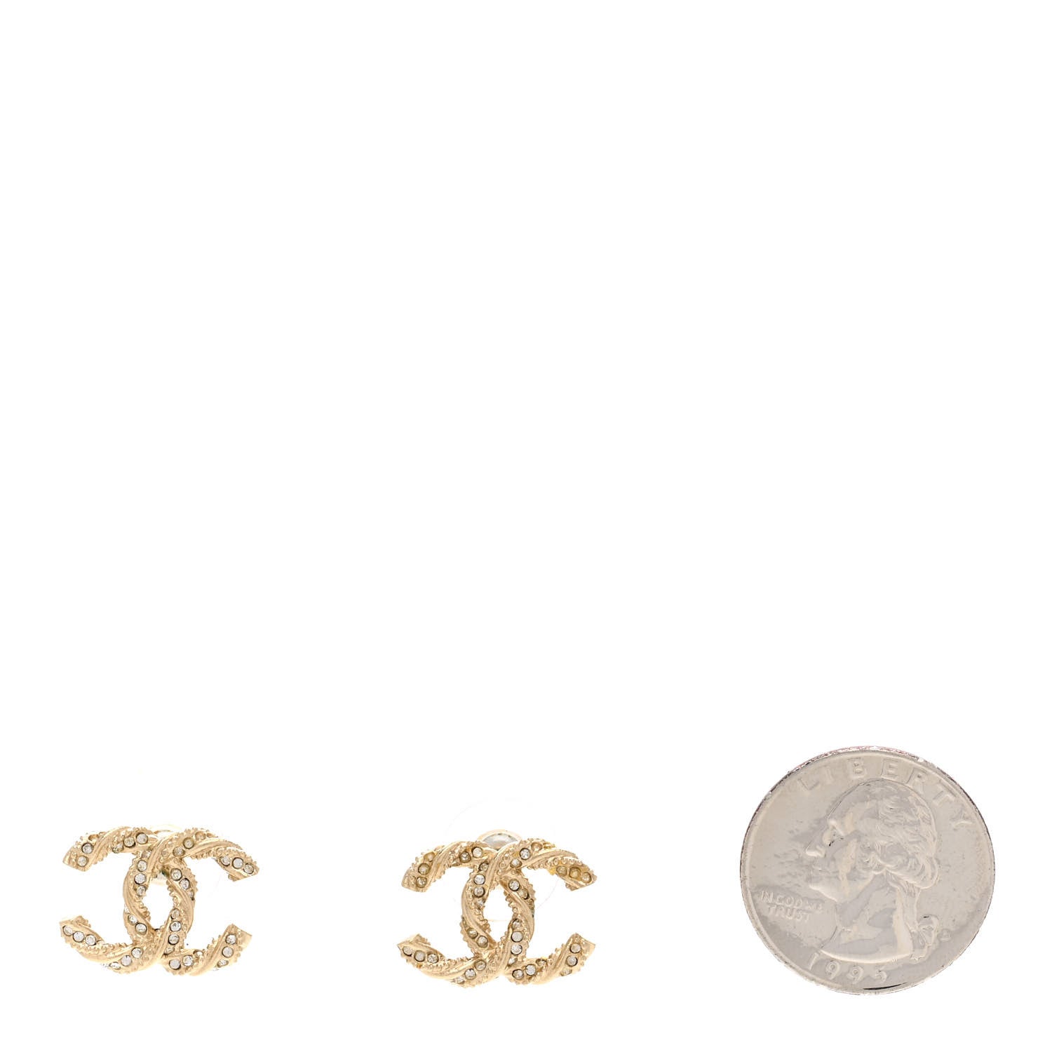 Chanel Crystal Twisted CC Earrings Gold 1 of 6