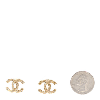 Chanel Crystal Twisted CC Earrings Gold 1 of 6