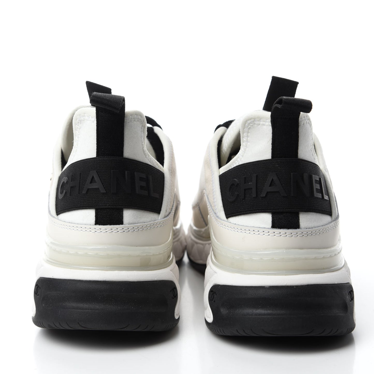 Velvet Calfskin Mixed Fibers CC Sneakers 38 Ivory Black