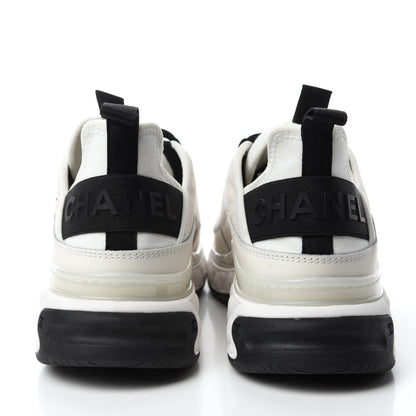 Chanel Velvet Calfskin Mixed Fibers CC Sneakers 38 Ivory Black 5 of 11