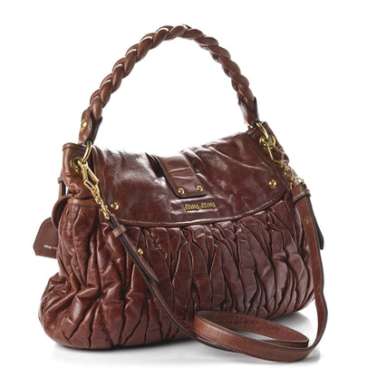 Miu Miu Nappa Matelasse Coffer Hobo Brown 3 of 9
