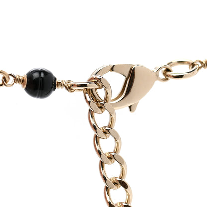 Chanel Pearl Bead Heart CC Long Necklace Gold Black 5 of 7