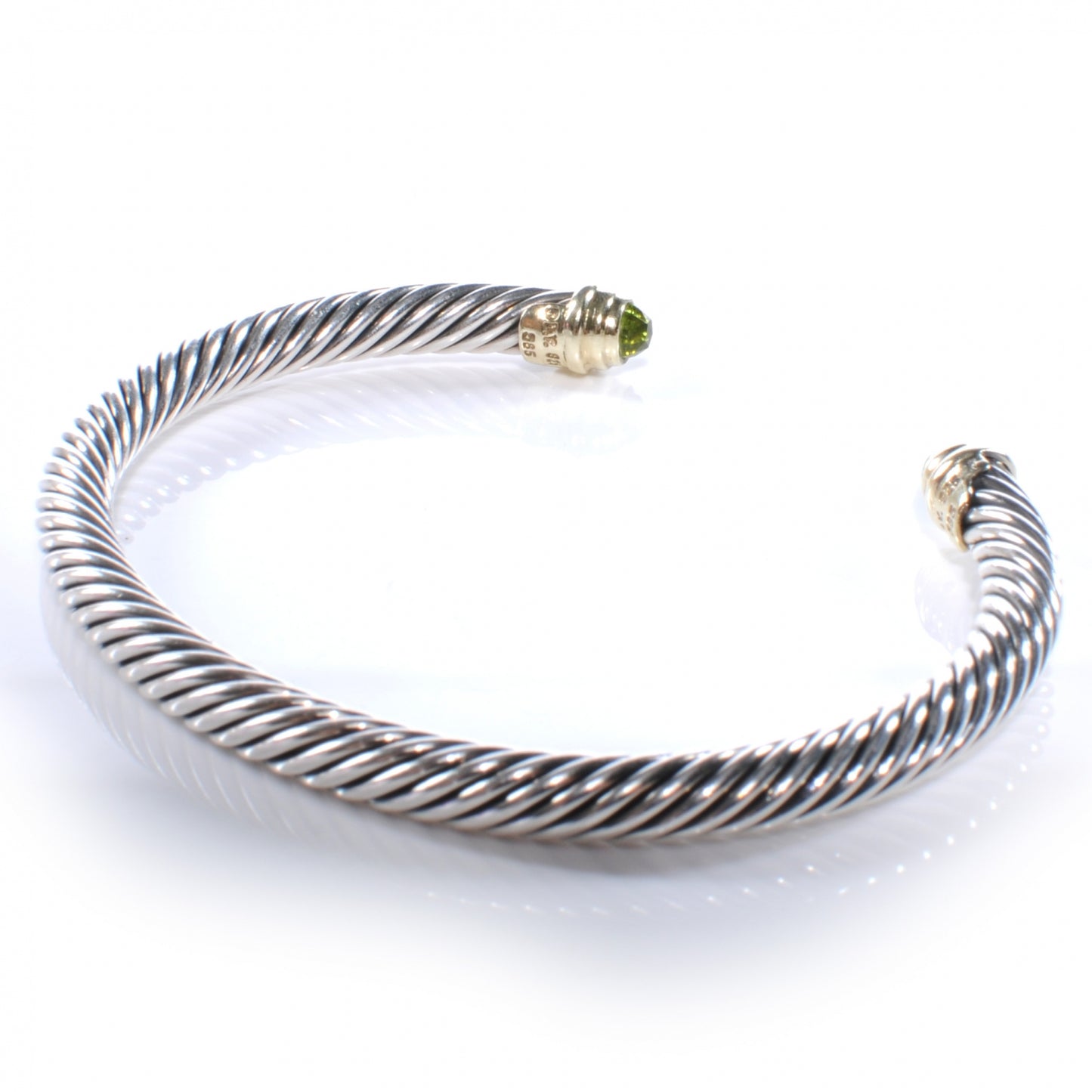 Sterling Silver 14k Peridot 5mm Cable Collection Bracelet