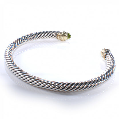 David Yurman Sterling Silver 14k Peridot 5mm Cable Collection Bracelet 5 of 5