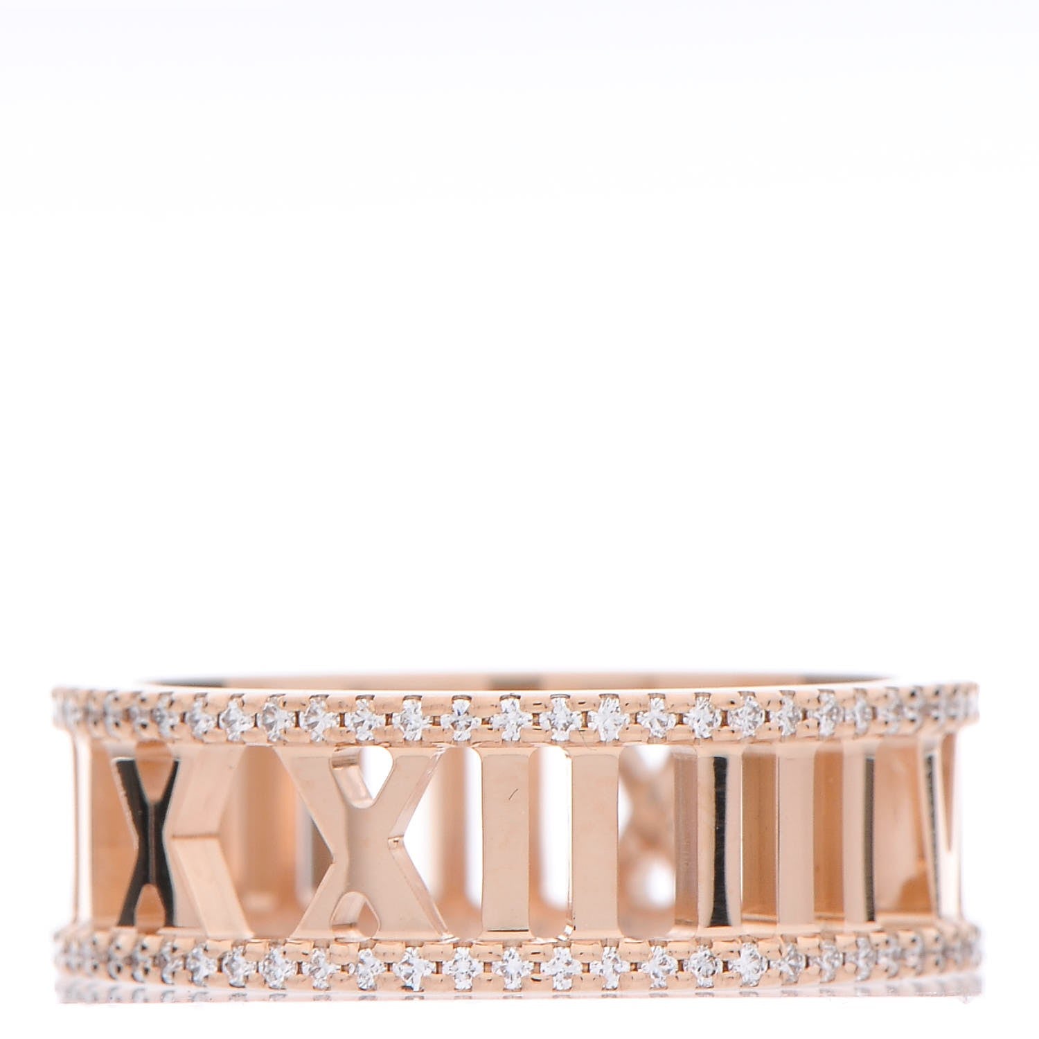 Tiffany 18K Rose Gold Diamond Atlas Open Pave Ring 56 7.5 3 of 5