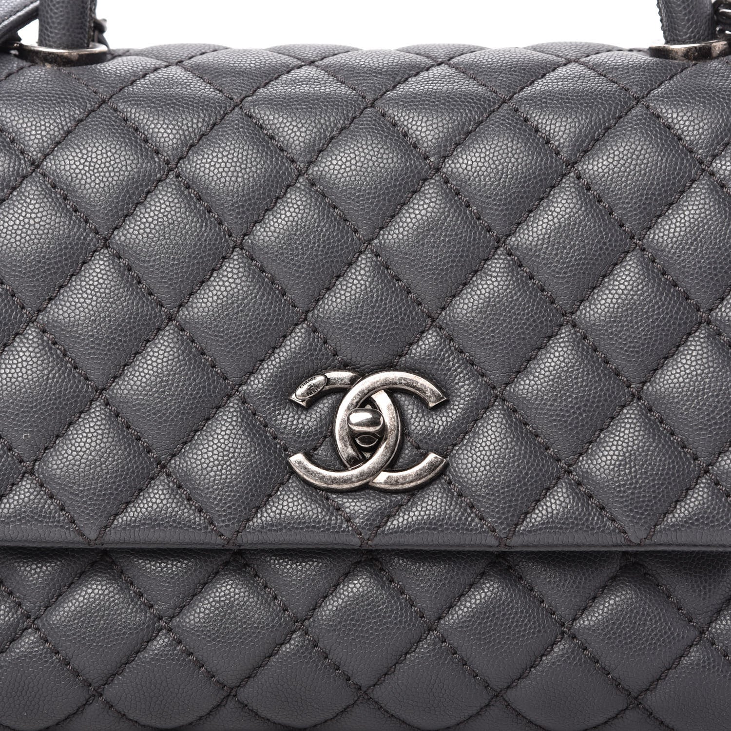 Chanel Caviar Quilted Small Coco Handle Flap Gray 10 of 10