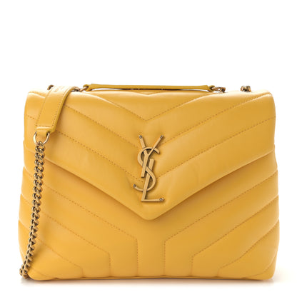 Saint Laurent Calfskin Y Quilted Monogram Small Loulou Chain Satchel Sunflower 1 of 9