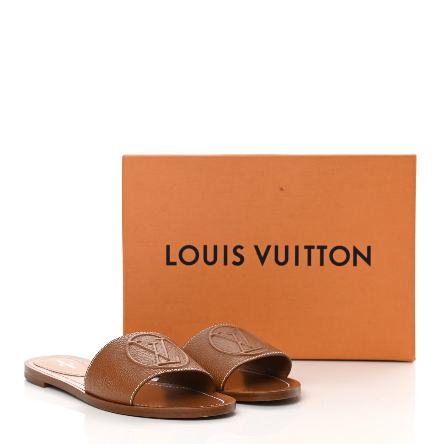 Calfskin Lock It Flat Mule 37.5 Cognac