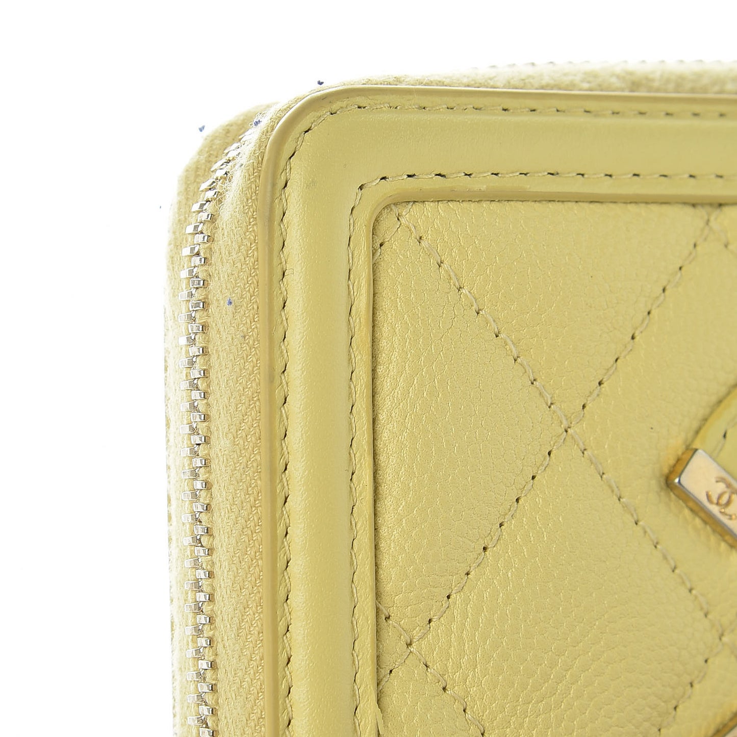Caviar Quilted Medium Filigree Zip Around Wallet Yellow