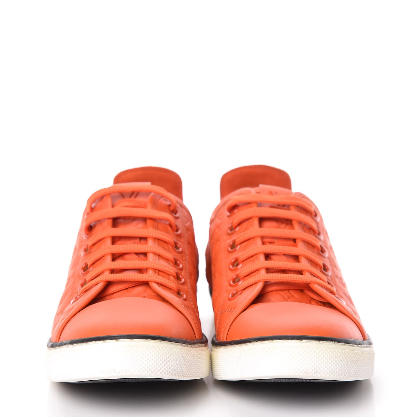 Calfskin Embossed Monogram Punchy Sneakers 39 Orange