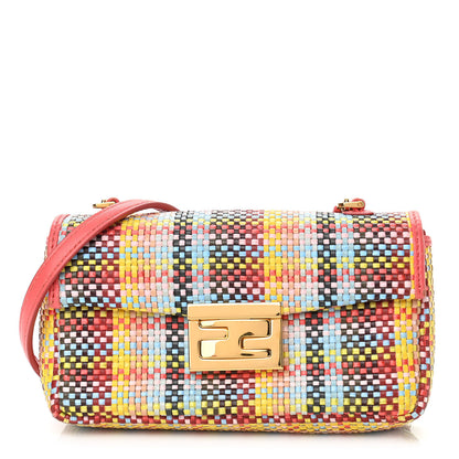 Fendi Nappa Intrecciato Mini Be Baguette Shoulder Bag Multicolor Rosa Ecstasy 1 of 10