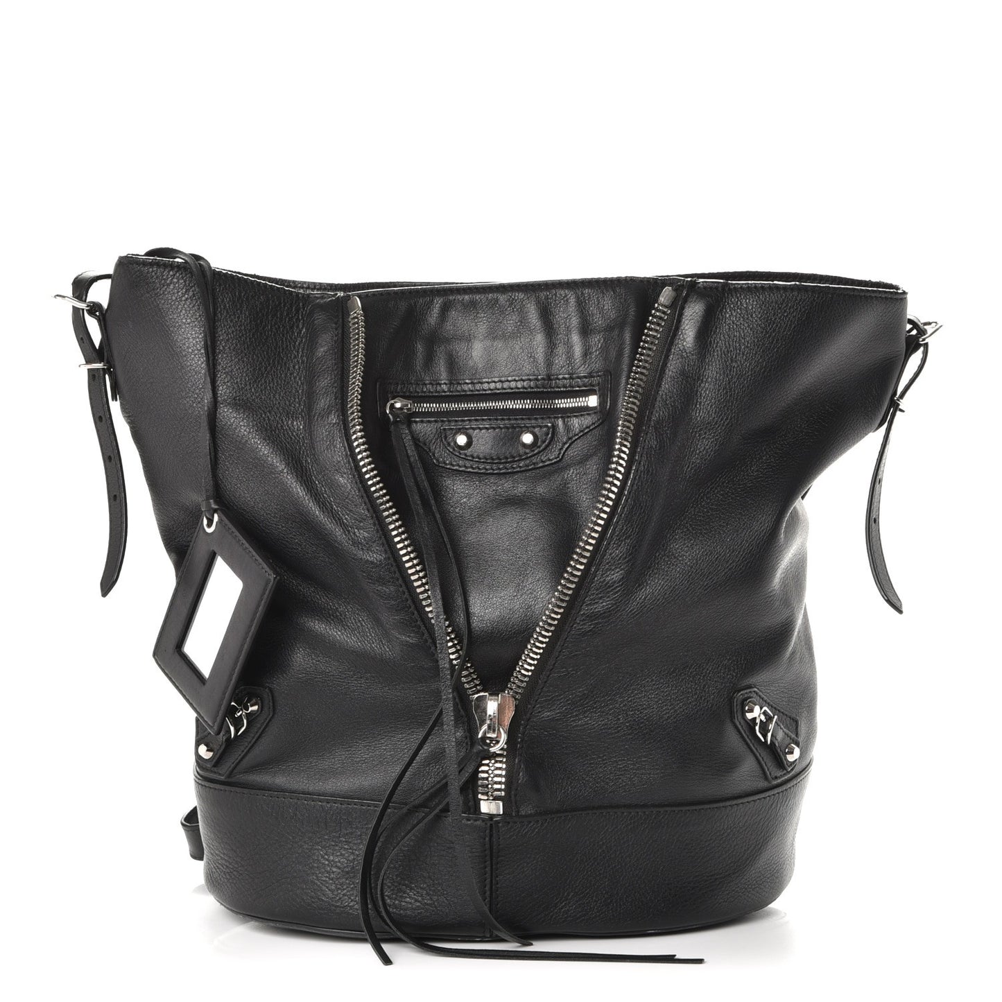 Veau Papier Classic Hardware Drop Bucket Bag Nero Black