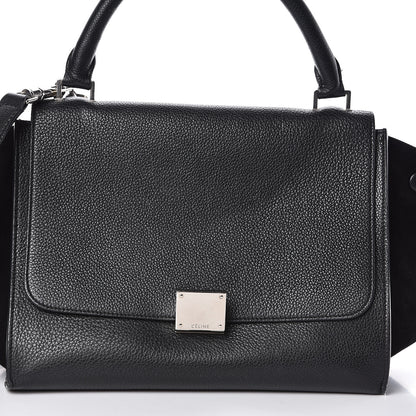 Celine Drummed Calfskin Suede Small Trapeze Black 7 of 9