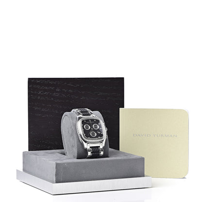 David Yurman Stainless Steel Rubber Diamond Bezel 35mm Thoroughbred Chronograph Quartz Watch Black 9 of 9