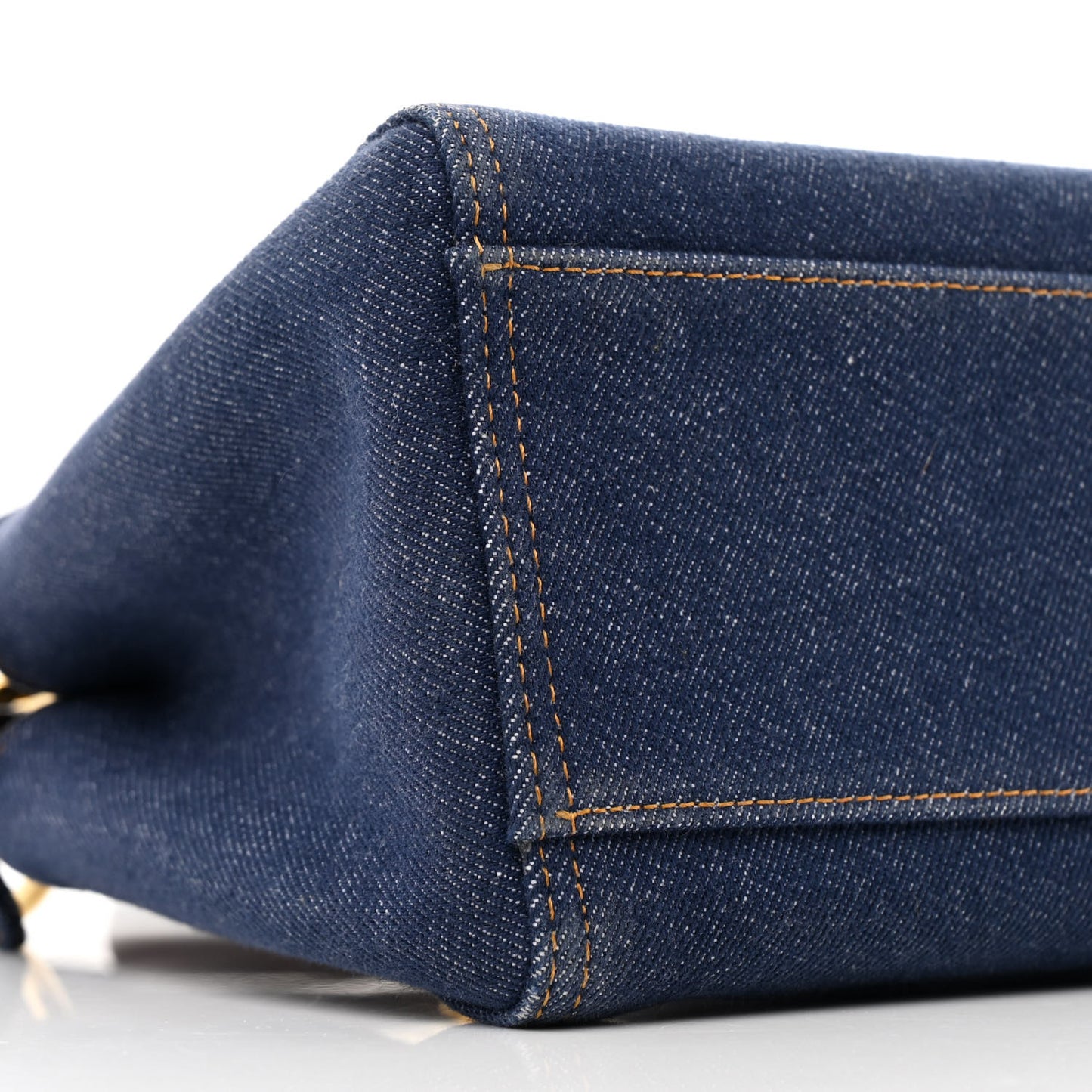 Denim Fabric Jacquard Cuoio FF 1974 Mini Peekaboo Iconic Satchel Blue Tobacco Moro