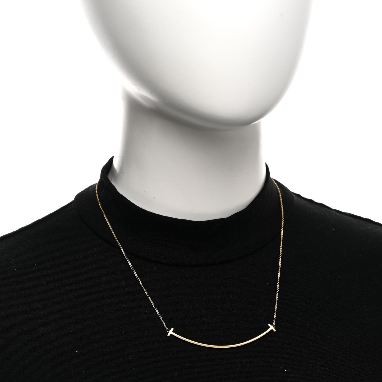 18K Yellow Gold Large T Smile Pendant Necklace