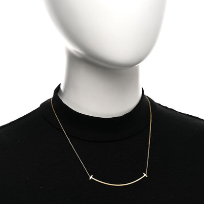 Tiffany 18K Yellow Gold Large T Smile Pendant Necklace 2 of 4