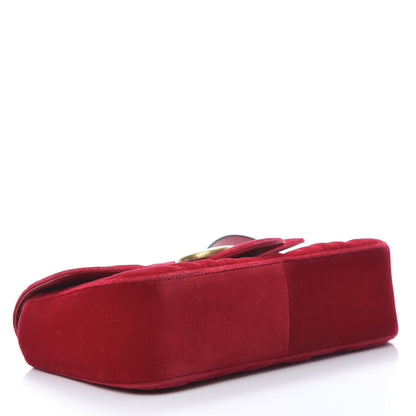 Gucci Velvet Matelasse Small GG Marmont Shoulder Bag Hibiscus Red 4 of 11