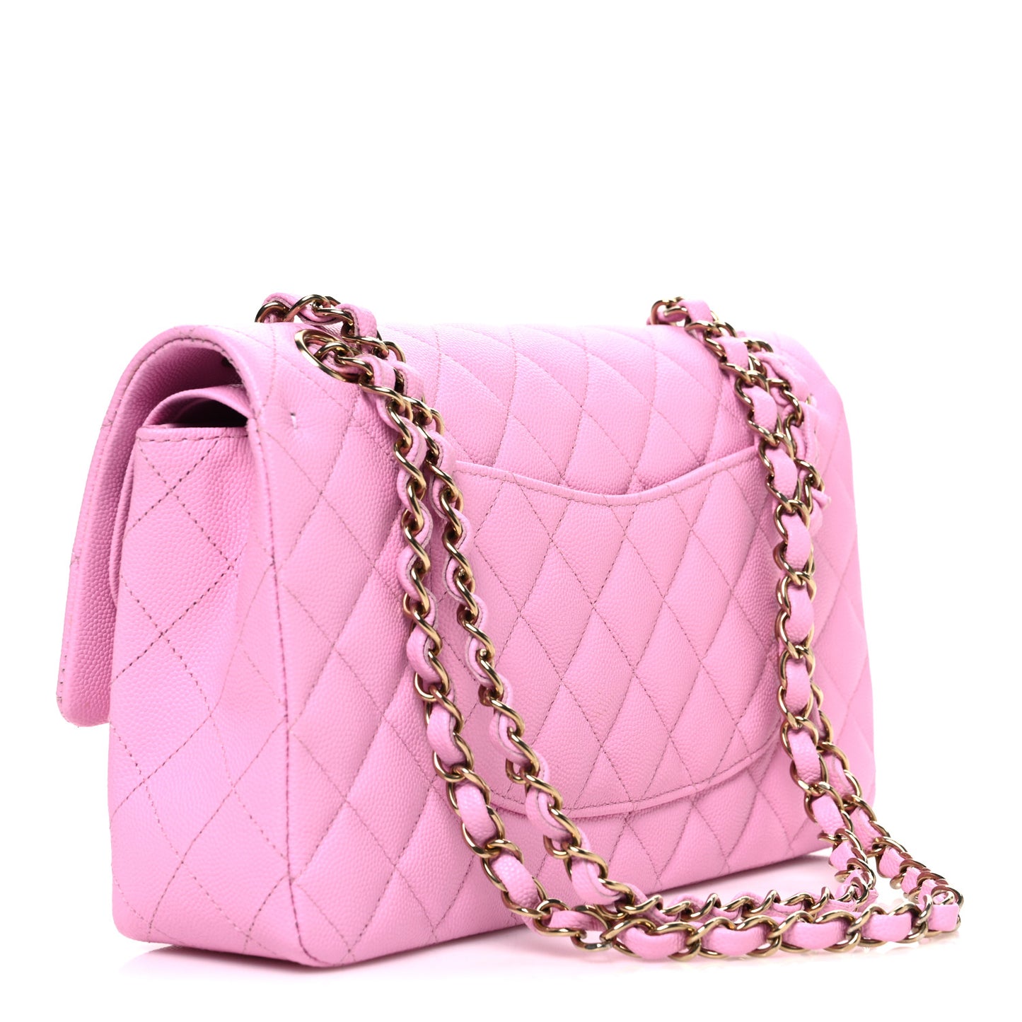 Caviar Quilted Medium Double Flap Pink