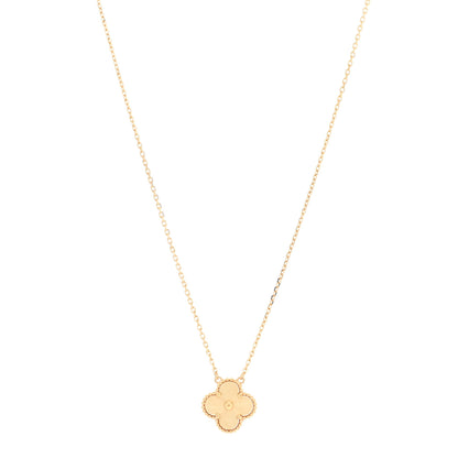 Van Cleef & Arpels 18K Yellow Gold Guilloche Vintage Alhambra Pendant Necklace 1 of 4