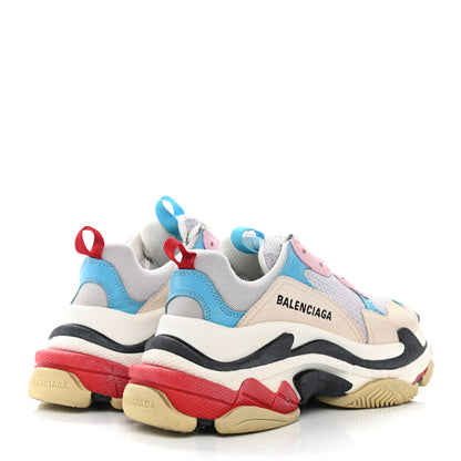 Balenciaga Fabric Mesh Womens Triple S Sneakers 36 White Blue Pink 8 of 26