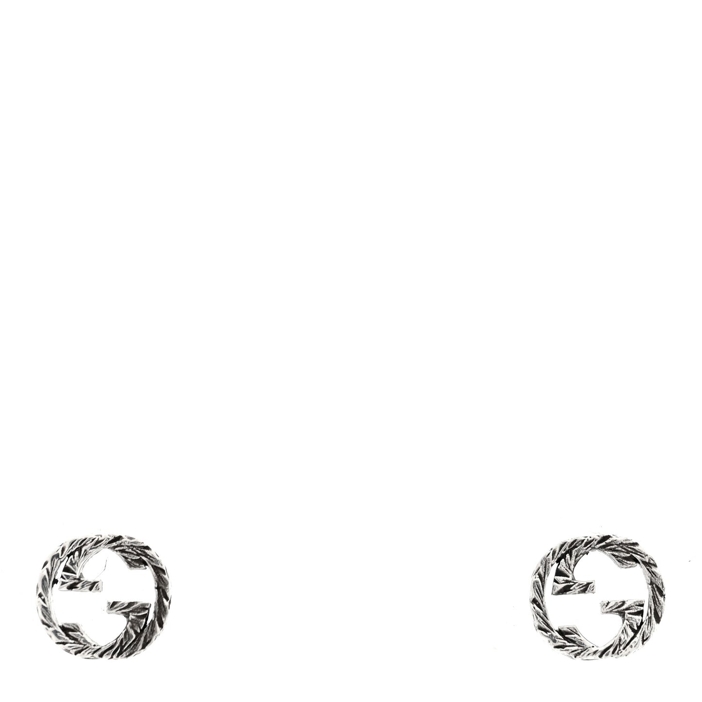 Sterling Silver Textured Interlocking G Stud Earrings