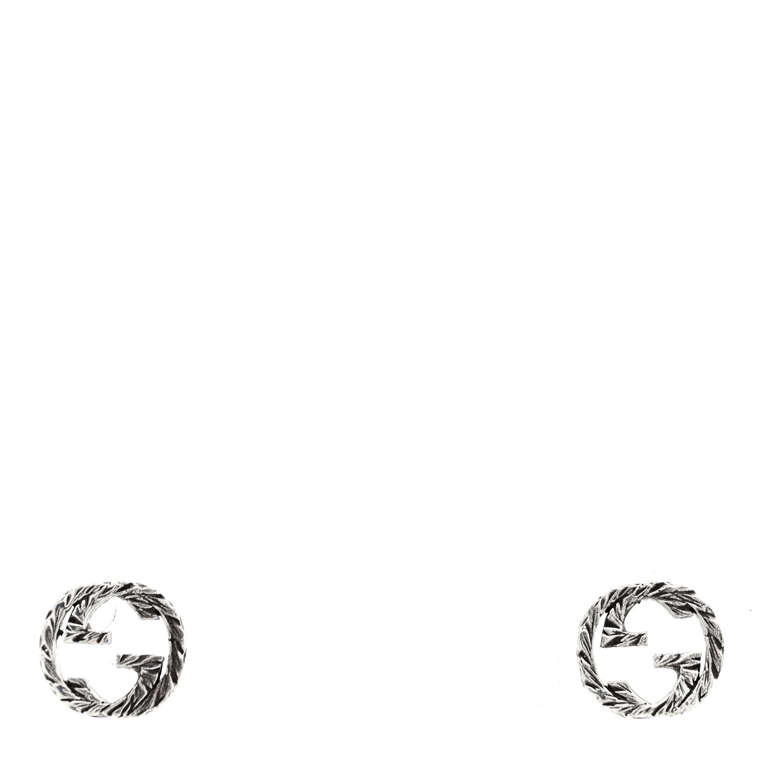 Gucci Sterling Silver Textured Interlocking G Stud Earrings 1 of 4
