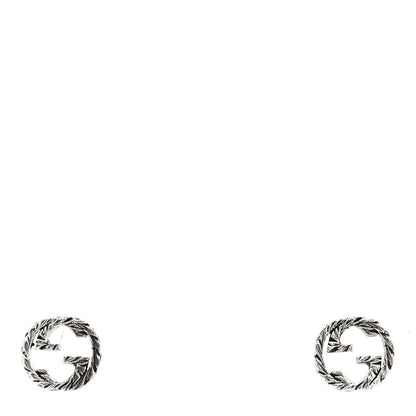 Gucci Sterling Silver Textured Interlocking G Stud Earrings 1 of 4