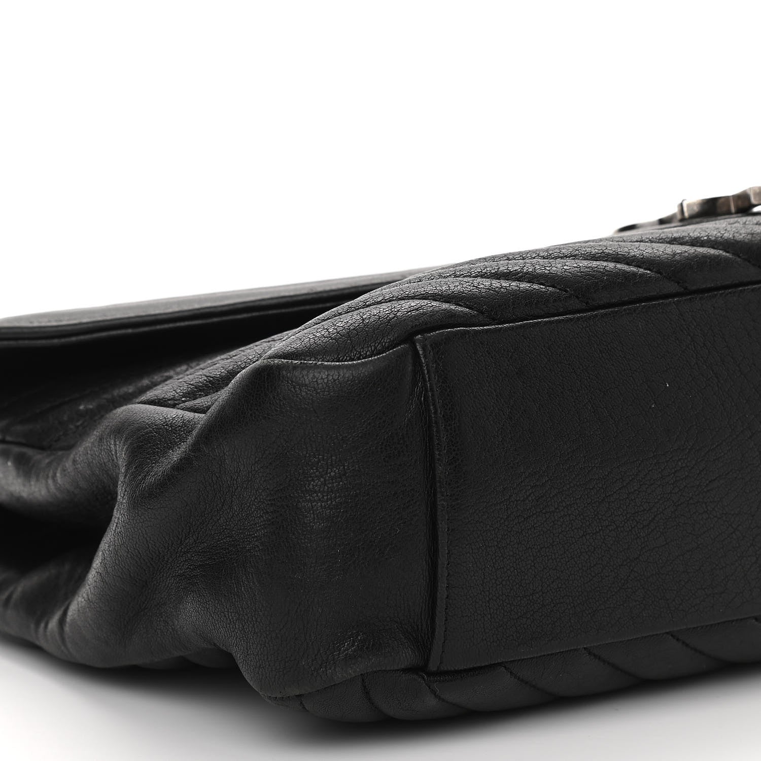 Saint Laurent Sheepskin Matelasse Chevron Monogram Large College Satchel Black 9 of 10