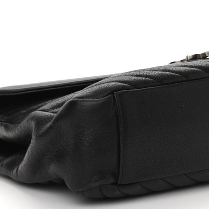 Saint Laurent Sheepskin Matelasse Chevron Monogram Large College Satchel Black 9 of 10