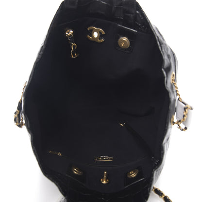 Chanel Calfskin Crocodile Embossed Large Cocodile Shopping Tote Black 4 of 9