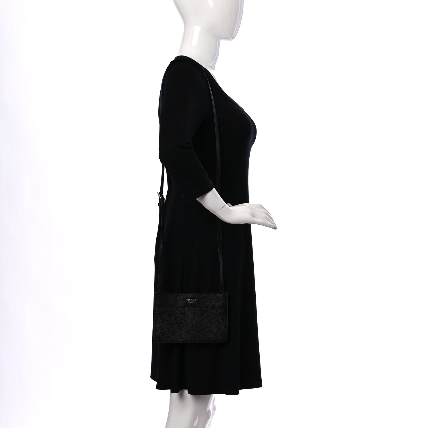 Prada Saffiano Crossbody Bag Black 2 of 9