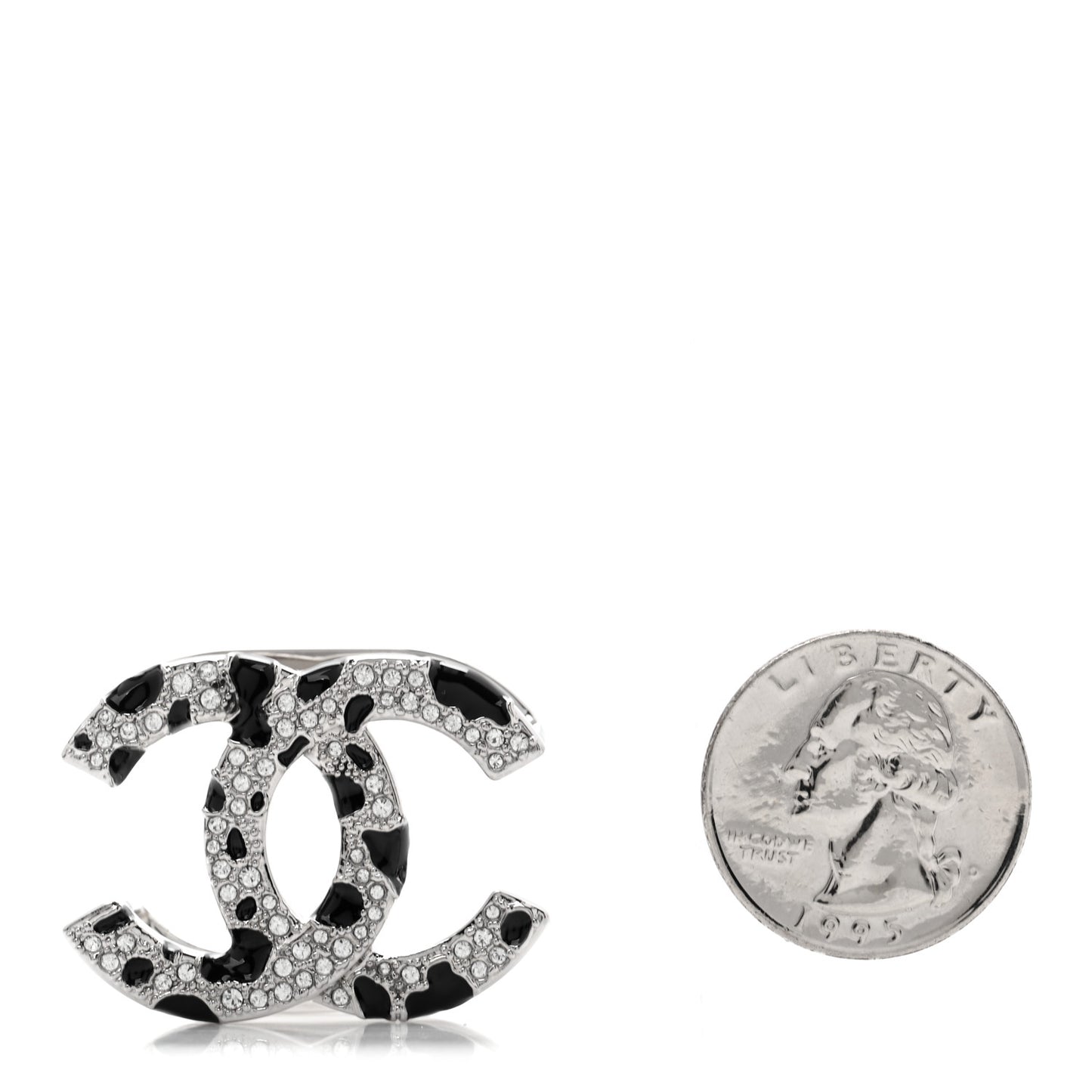 Metal Resin Strass Crystal CC Scarf Ring Silver Black