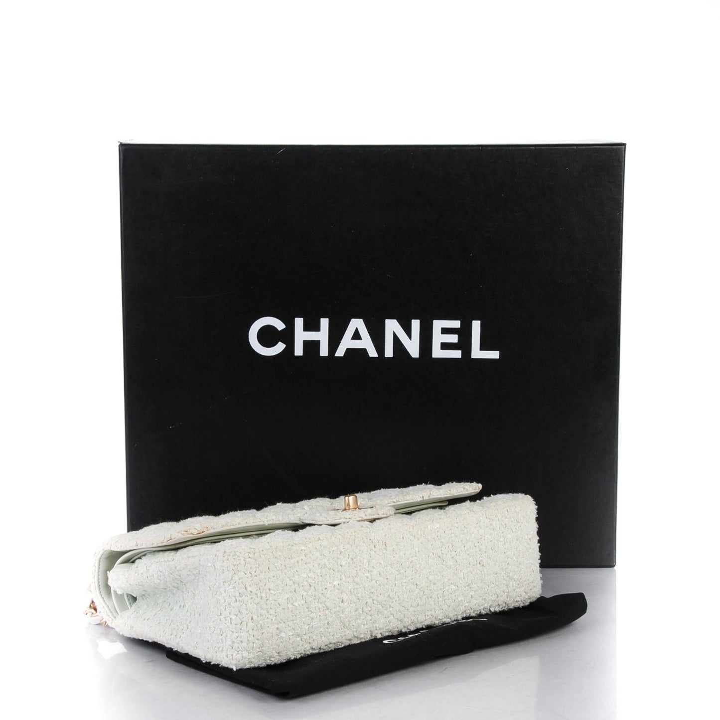 Tweed Quilted Medium Double Flap Light Turquoise