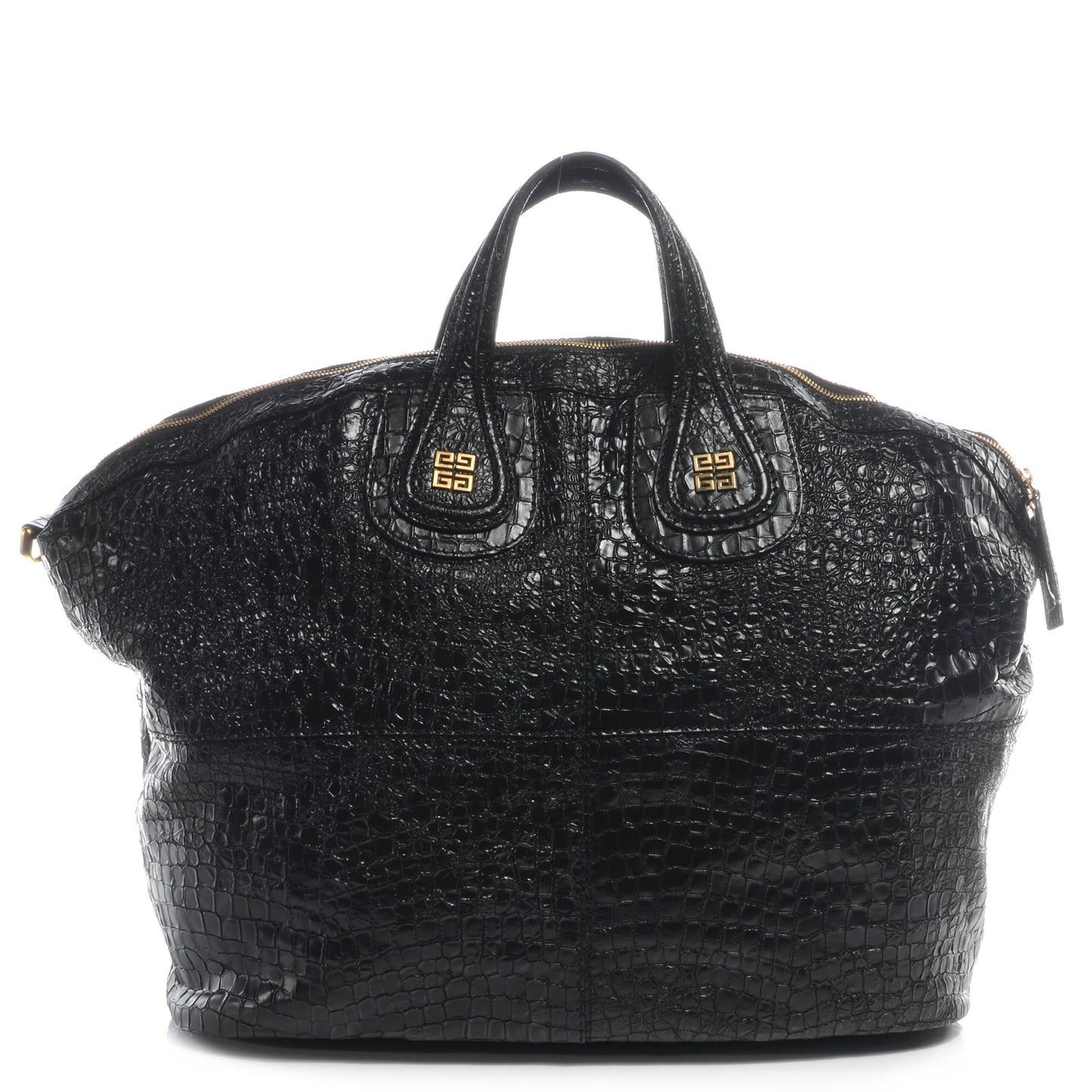 Calfskin Crocodile Embossed Large Nightingale Black