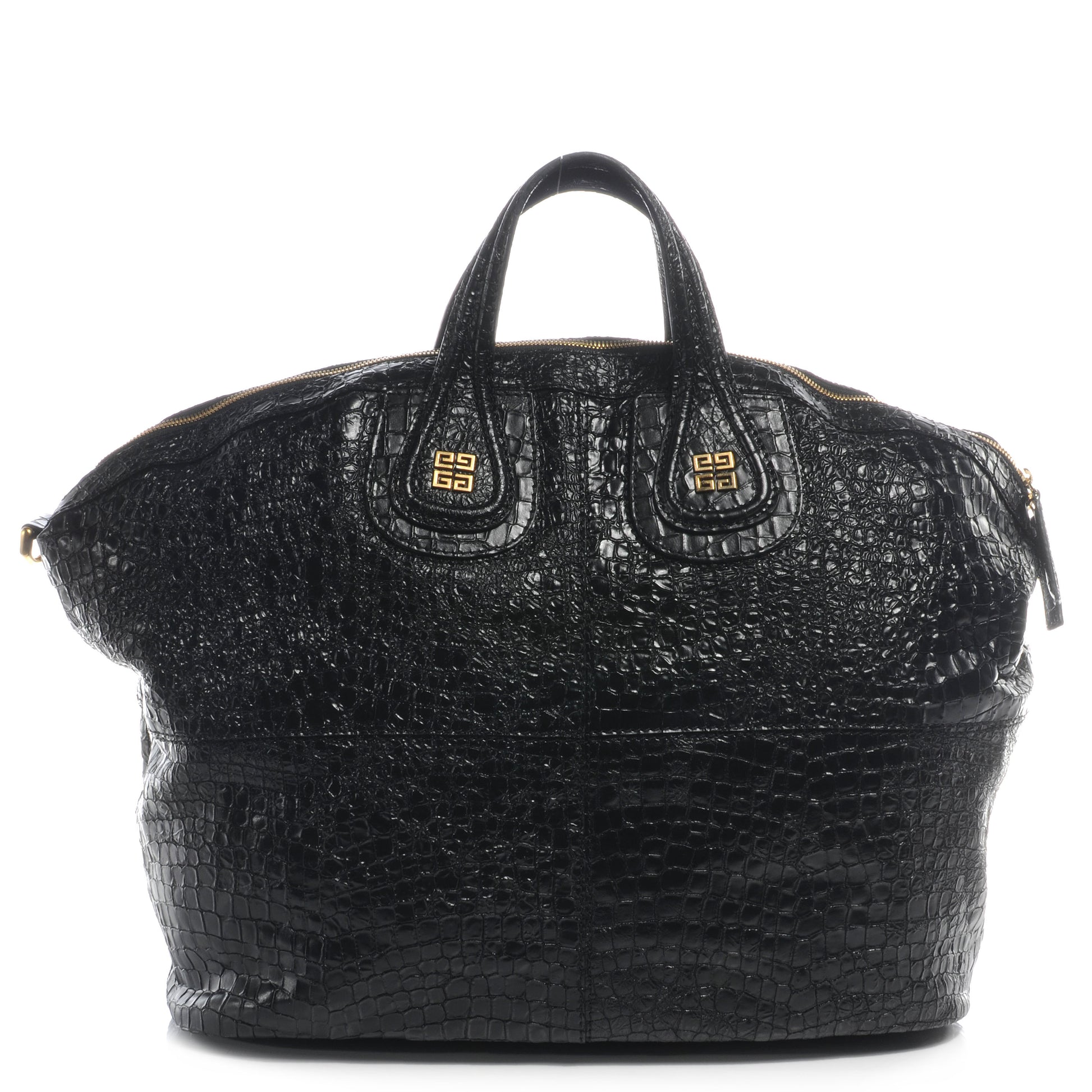 Givenchy Calfskin Crocodile Embossed Large Nightingale Black 1 of 8