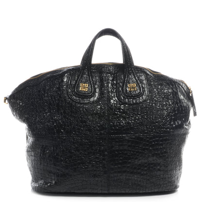 Givenchy Calfskin Crocodile Embossed Large Nightingale Black 1 of 8
