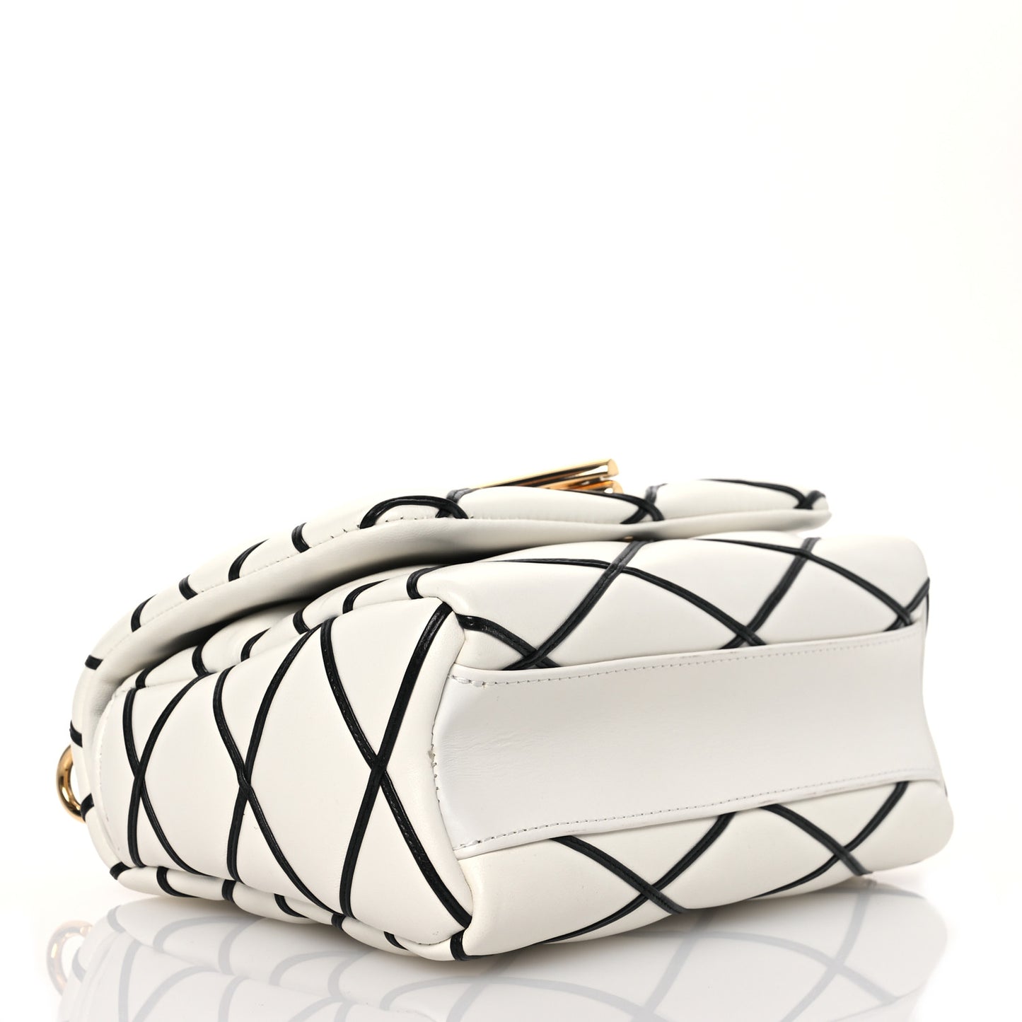 Lambskin Malletage Top Handle GO-14MM White Black