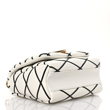 Louis Vuitton Lambskin Malletage Top Handle GO-14MM White Black 8 of 15