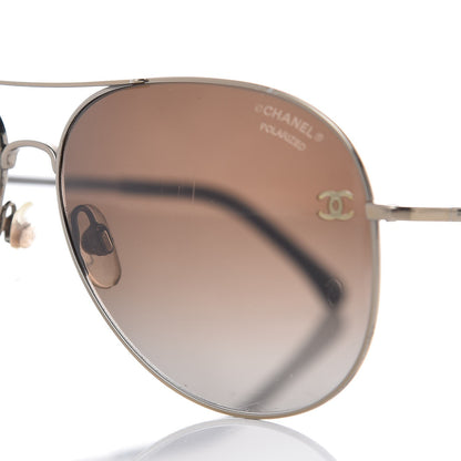 Chanel Polarized CC Aviator Sunglasses 4189-T-Q Gold 8 of 9