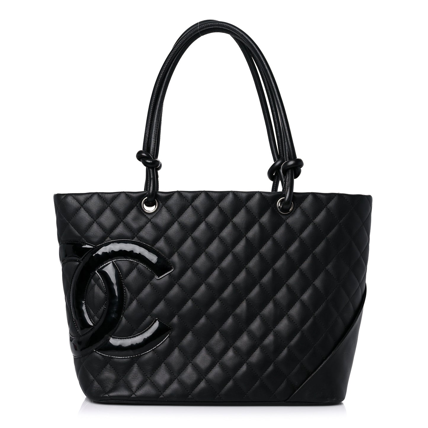 Calfskin Quilted Large Cambon Tote Black