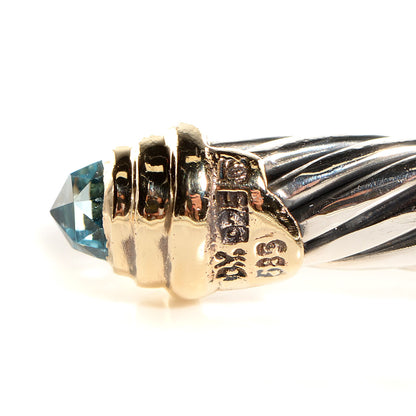 David Yurman Sterling Silver 14K Yellow Gold Blue Topaz 5mm Cable Classics Petite Color Bracelet 4 of 5