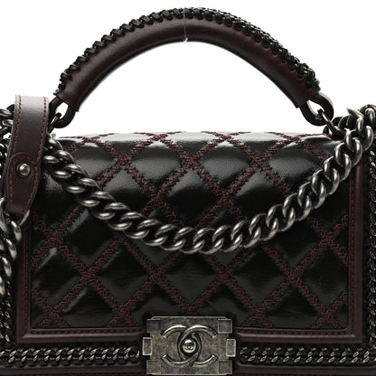 Chanel Goatskin Quilted Medium Boy Handle Flap Burgundy 8 of 12