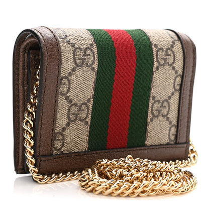 Gucci GG Supreme Monogram Web Ophidia Chain Card Case Wallet Beige New Acero 3 of 11