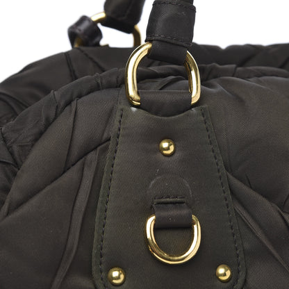 Prada Tessuto Nylon Chevron Quilted Dome Satchel Ebano 10 of 10